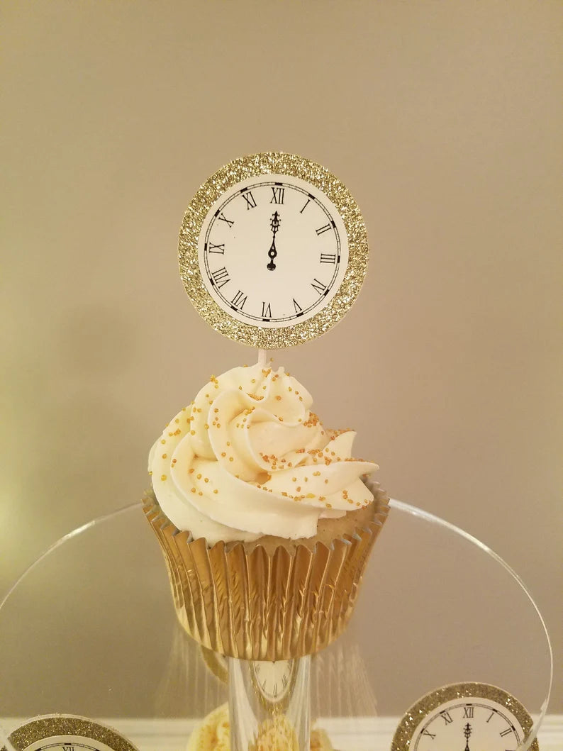 12 Clock Cupcake Toppers